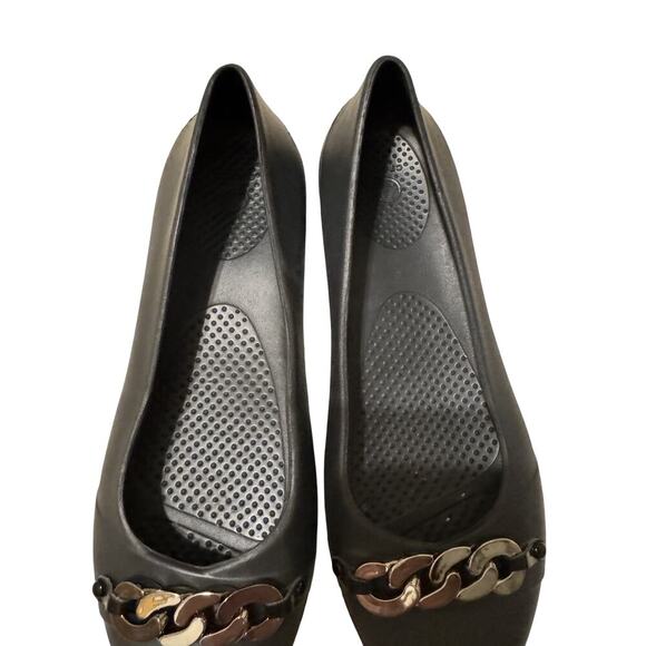 Crocs Women Gianna Link Ballet Flats Black Slip On Chain Round Toe Size 9 - Picture 1 of 5
